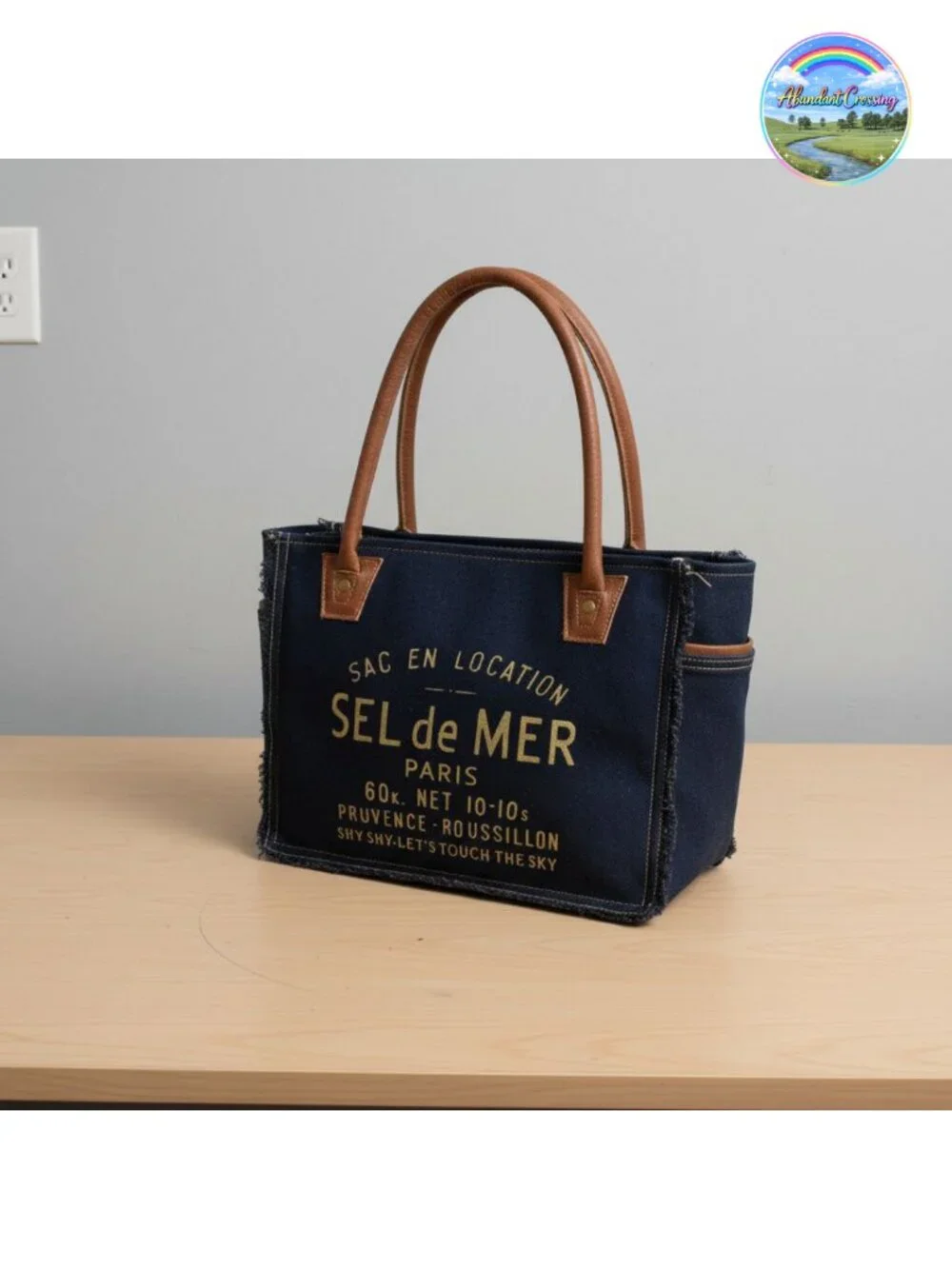 Canvas & Cowhide Tote Bag Small Upcycled Radiant Leather Handbag